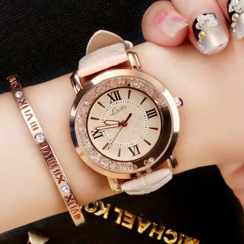 Ladies Watch Flowing Water Diamond British Fashion Student Belt