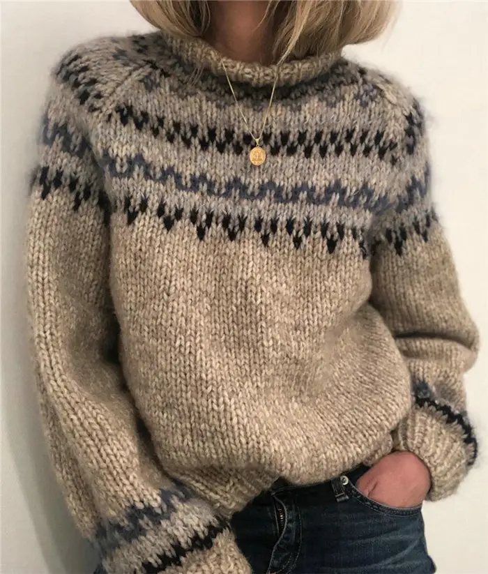 Simple Casual Retro Pullover Knitted Top