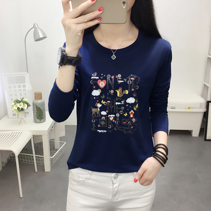 Spring And Autumn Clothing New Loose Fat MM Vibrato Long-Sleeved T-shirt Women Spring And Autumn Tops Ins Light Mature Outer Wear