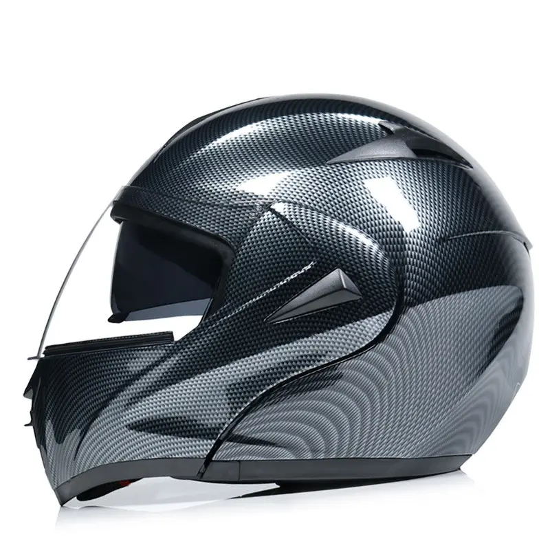 Motorcycle Uncovered Helmet Carbon Fiber Double Mirror Electric Bike