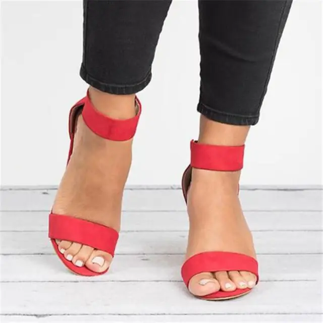 Women's Fashion High Heeled Thick Heel Sexy Sandals Red - Shop at LoveMi
