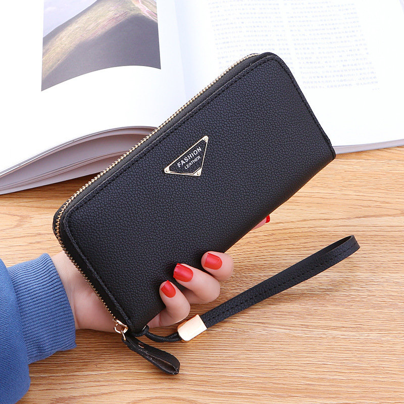 Casual Single Pull Ladies Wallet  Lychee Pattern Large Capacity Ladies Handbag Clutch