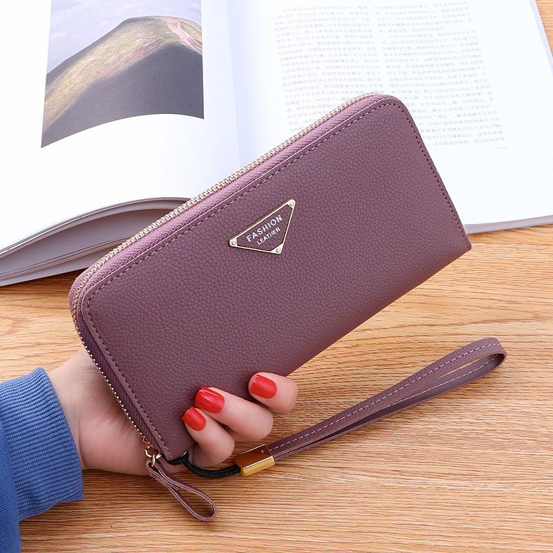 Casual Single Pull Ladies Wallet  Lychee Pattern Large Capacity Ladies Handbag Clutch