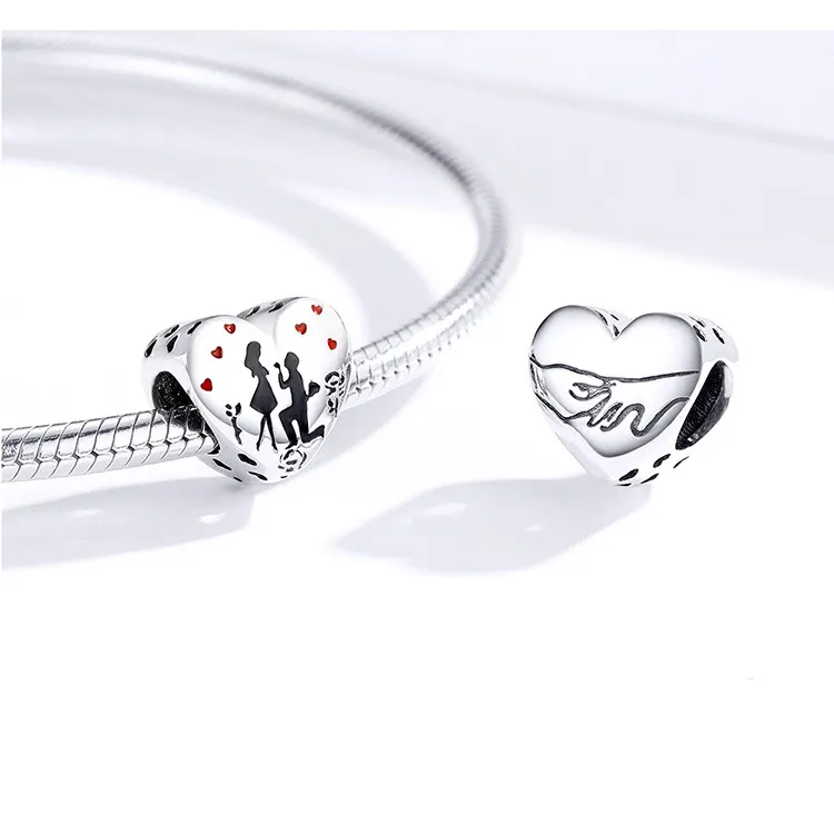 Sterling Silver S925 Creative Romantic Couple Pendant