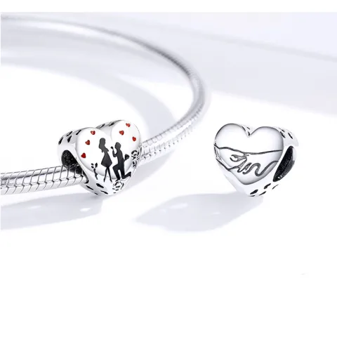 Sterling Silver S925 Creative Romantic Couple Pendant