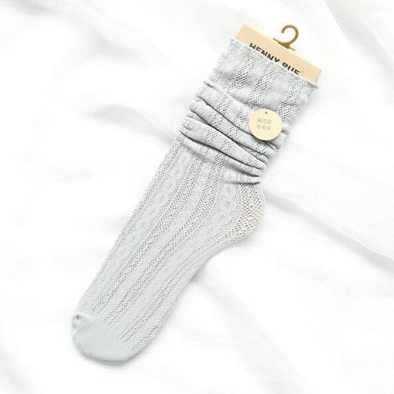 Title 3, College Style Solid Color Linen Pattern Socks