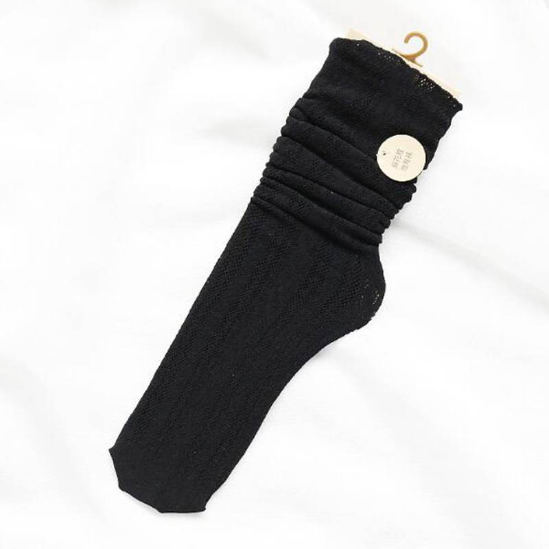 College Style Solid Color Linen Pattern Socks