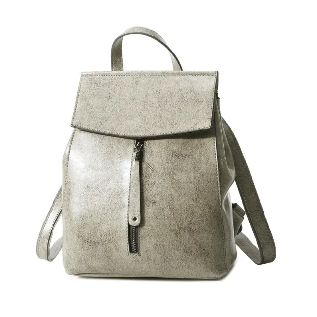 Oil Wax Leather Backpack Leather Handbags New Korean Fashion All Match Leather Shoulder Bag Gray - Shop at LoveMi