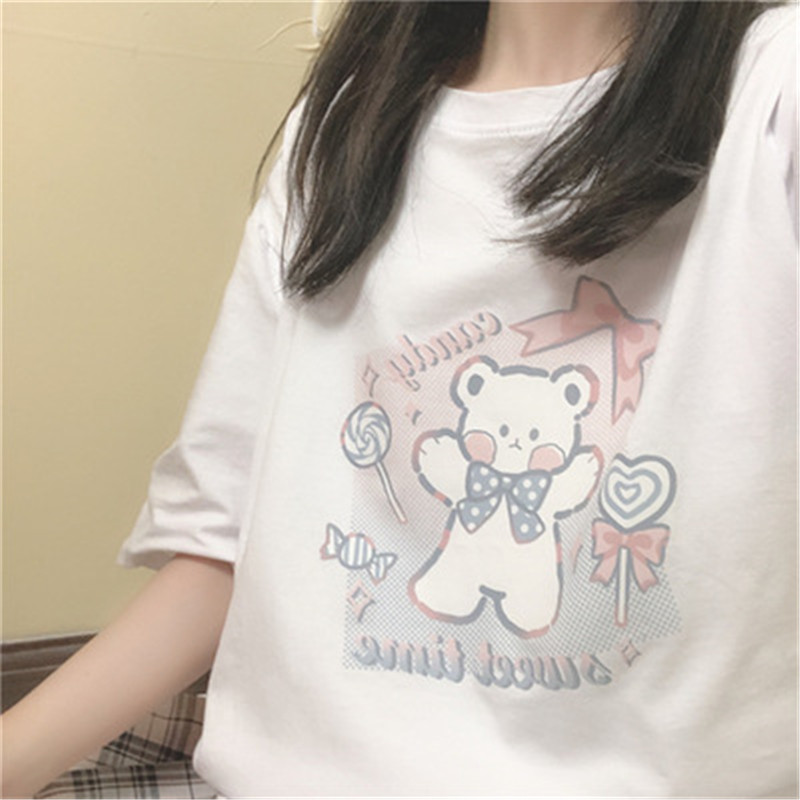 Cute Soft Girl Short-sleeved T-shirt Female Students Loose And Thin Jk All-match Top