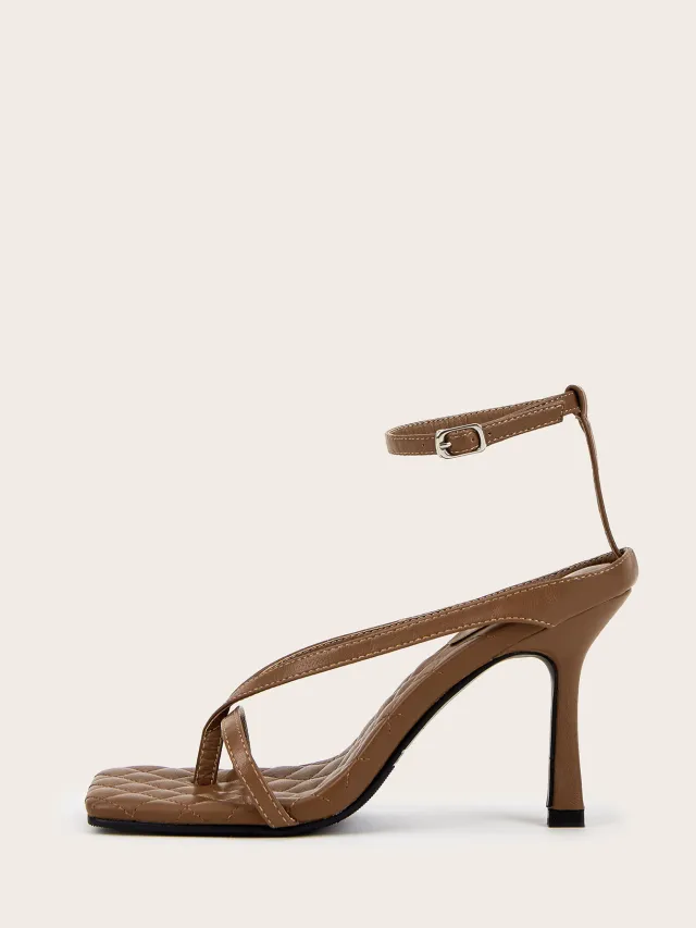 Foreign Trade Cross Border Stiletto Sandals Women Sexy Open Toed Bag With A Word Buckle High Heels Women Brown - Shop at LoveMi