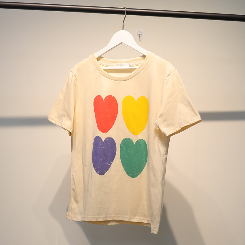 Retro Love Print Round Neck Short Sleeve