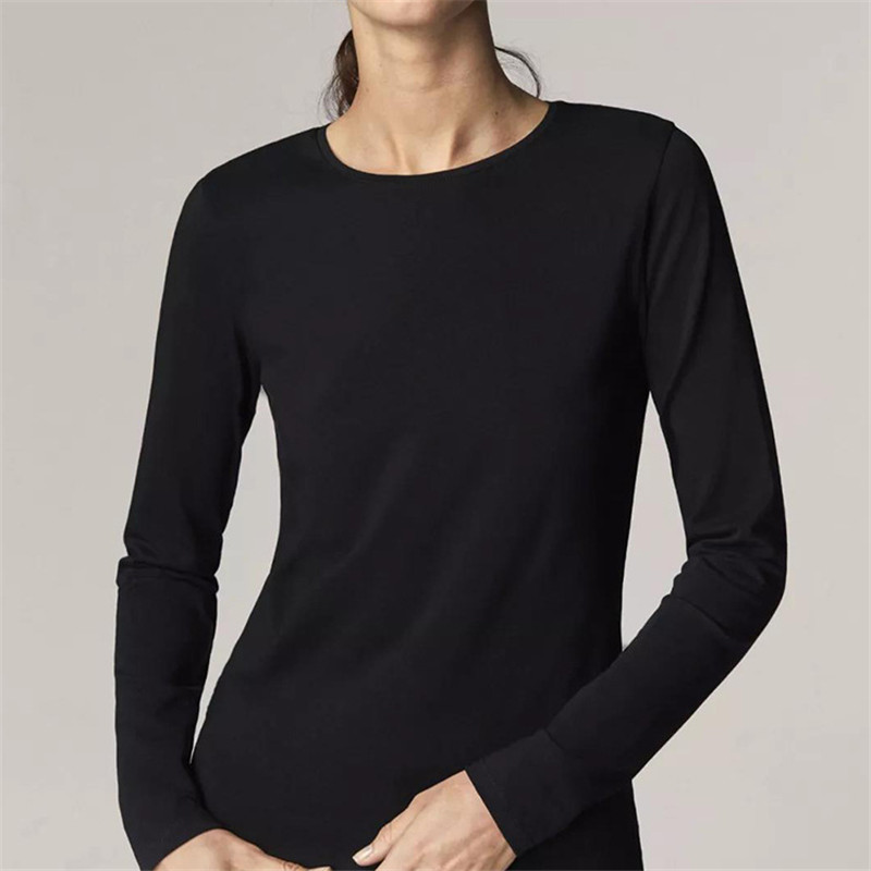 Pure Color Basic Round Neck Long Sleeve T Slim Fit
