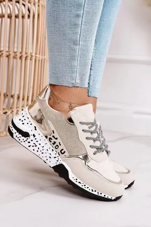 Women Sneakers Lace Up Platform Sports Shoes Gold - Shop at LoveMi