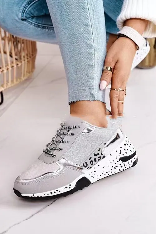 Women Sneakers Lace Up Platform Sports Shoes Gray - Shop at LoveMi
