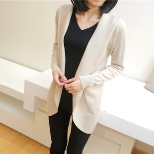 Women's V Neck Long Sleeved Slim Mid Length Sweater Loose All Match Sweater