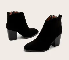 Shoes European And American Foreign Trade Fashion Suede Short Boots Thick Heel Ladies Boots - Black - View 1