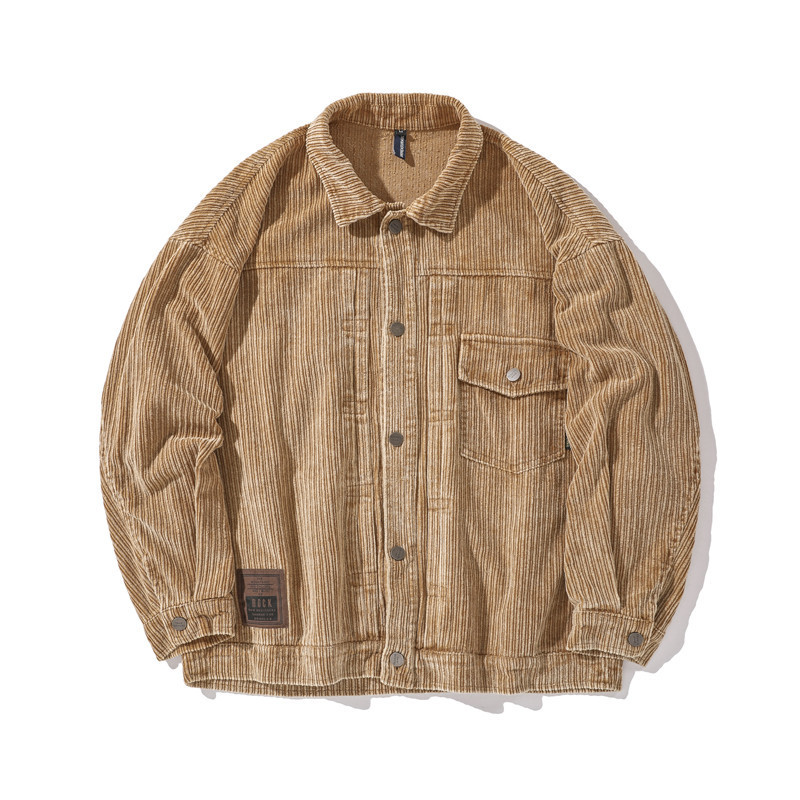 Lapel Solid Color Wear Corduroy Jacket