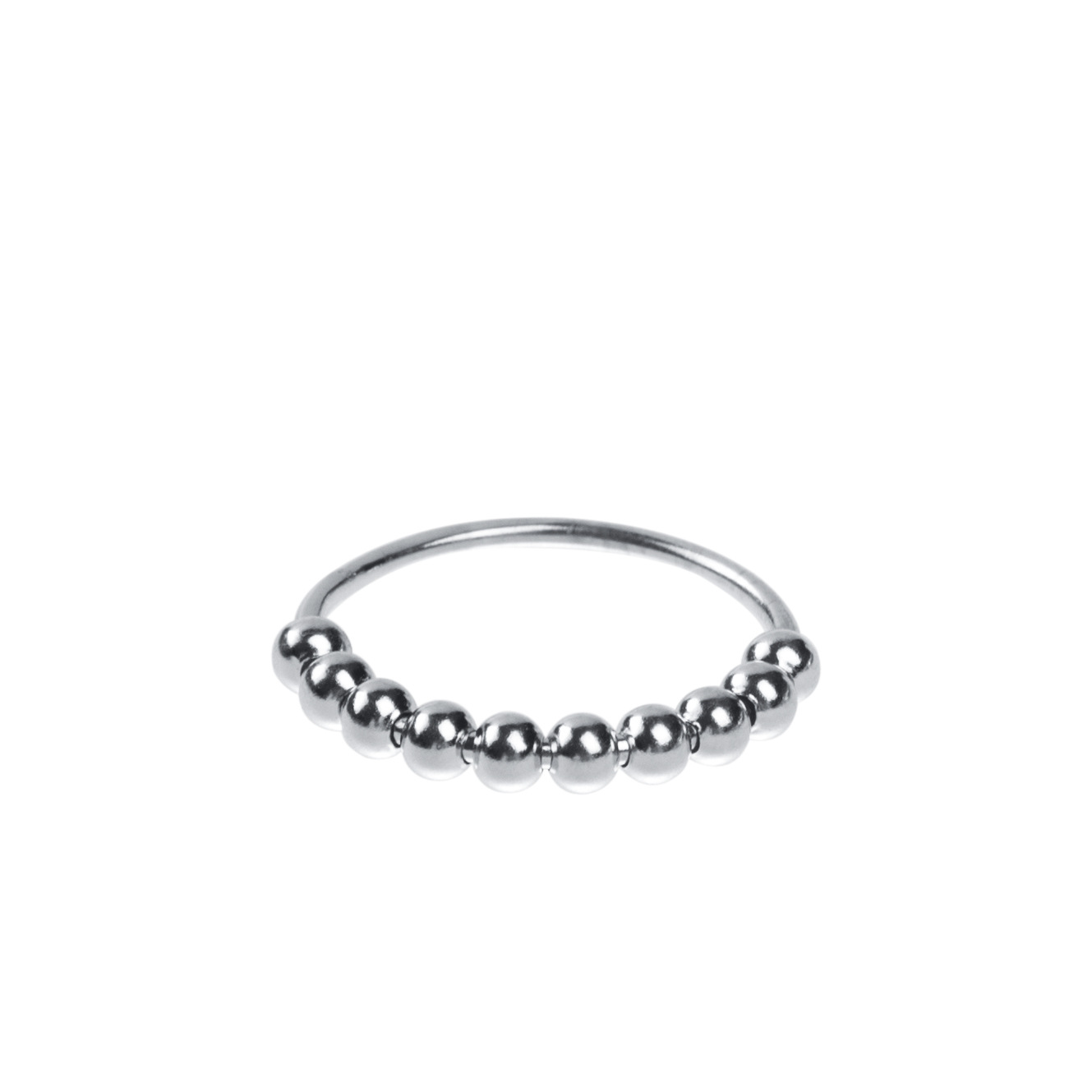Silver Bead Round Bead Ring Simple Art