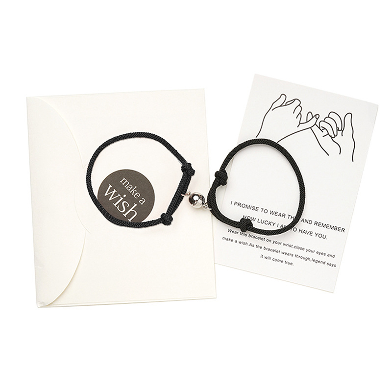 European And American Creative Couple Wish Magnetic Bell Magnetic Attraction Adjustable Handmade Card Bracelet