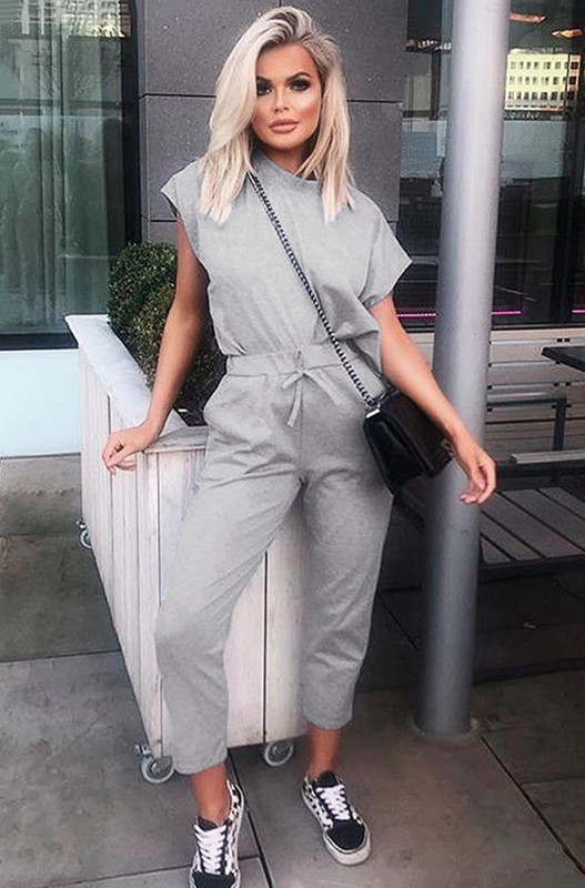 Round Neck Short Sleeve Two-piece Casual Suit