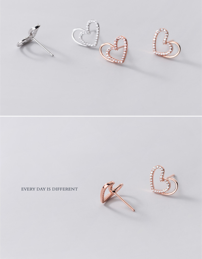 5 Tremella Studs Female Cute Small Girl Heart Sweet Diamond Irregular Love Earrings