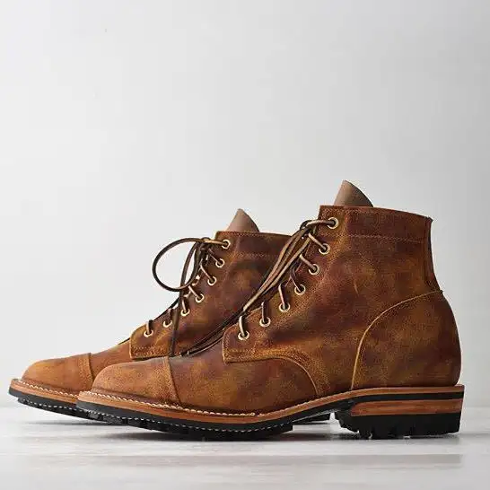Retro Low Square Heel Square Toe Thin Strap Casual Men's Boots