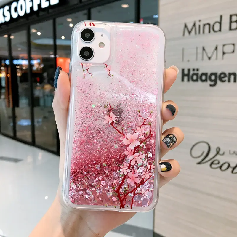 Liquid Quicksand Peach Blossom Phone Case Soft