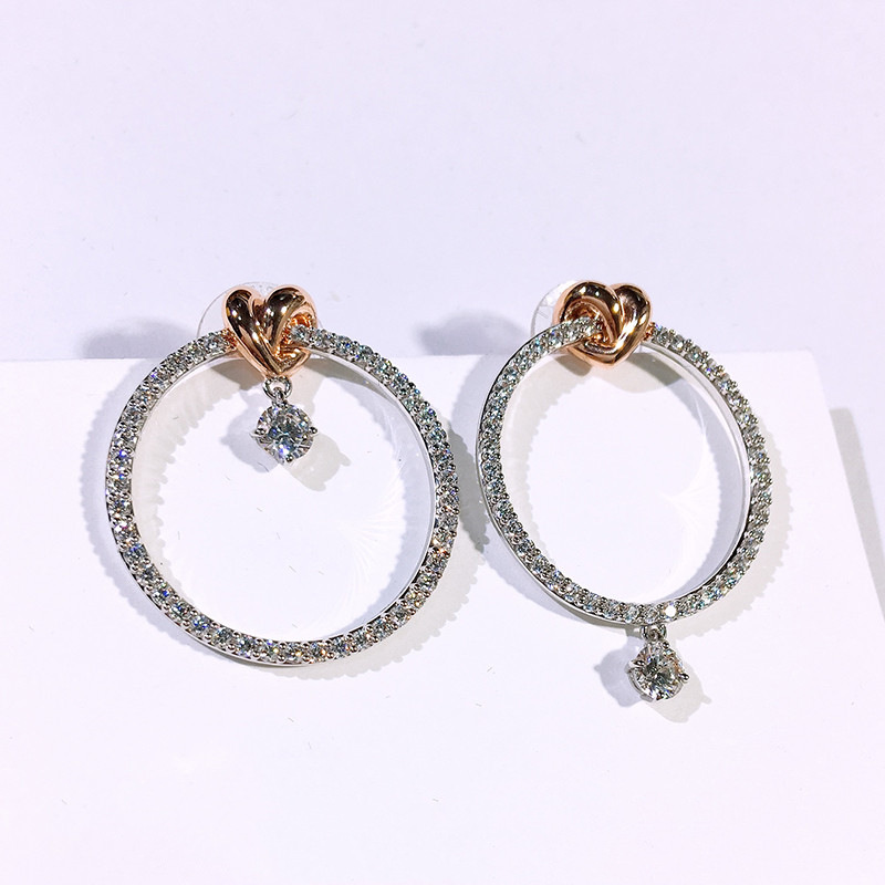 Love Knot Love Heart Stud Earrings Female Asymmetrical Ring Earrings