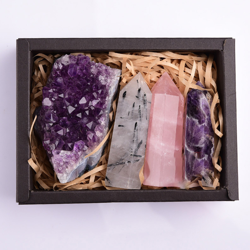 Amethyst Block Natural Crystal Hexagonal Prism Power Stone Exquisite Gift Box Packaging — foto 16