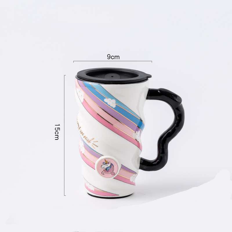 Creative Personality Mug Trend Net Celebrity Mug Office Large-Capacity Ceramic Mug Household Couple Water Mug With Lid