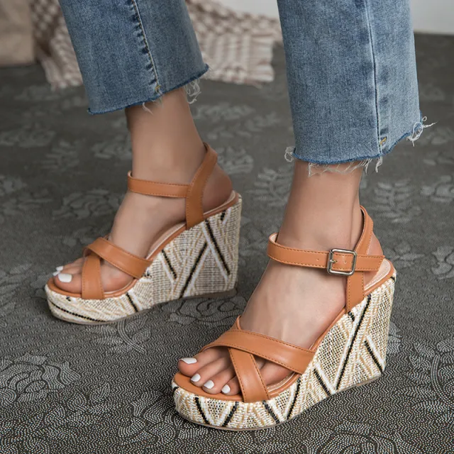 Women's Shoes Plus Size Women's Shoes Fashion Increase Thick Soled Thick Heeled Platform Sandals Women Khaki - Shop at LoveMi