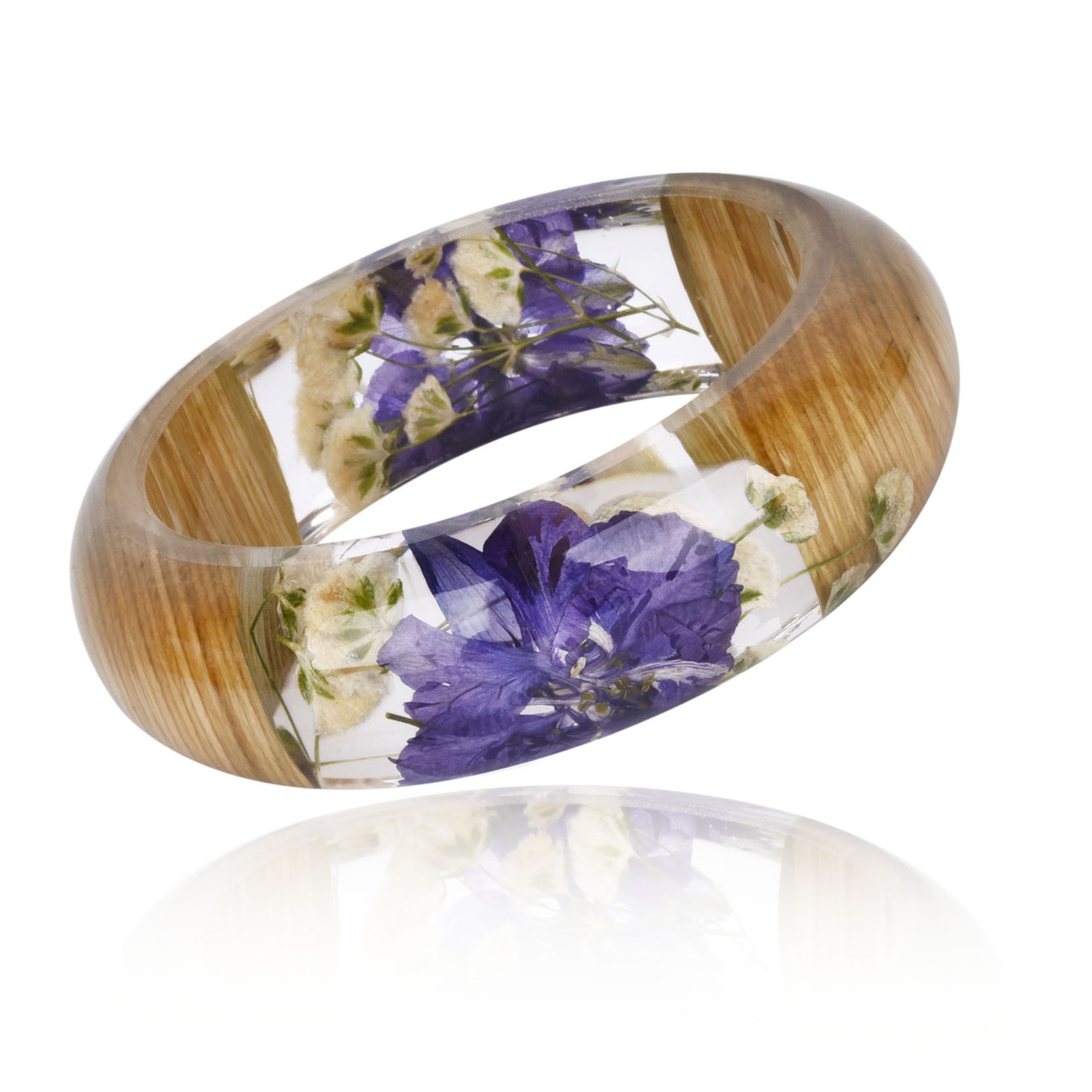ForeignTrade Personality Epoxy Resin Crystal AB Glue Bamboo Leaf Hydrangea DriedFlower Bracelet Magic Forest