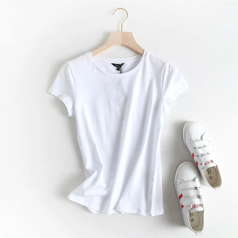 Ladies' New Casual Simple Basic Round Neck Short-Sleeved T-shirt