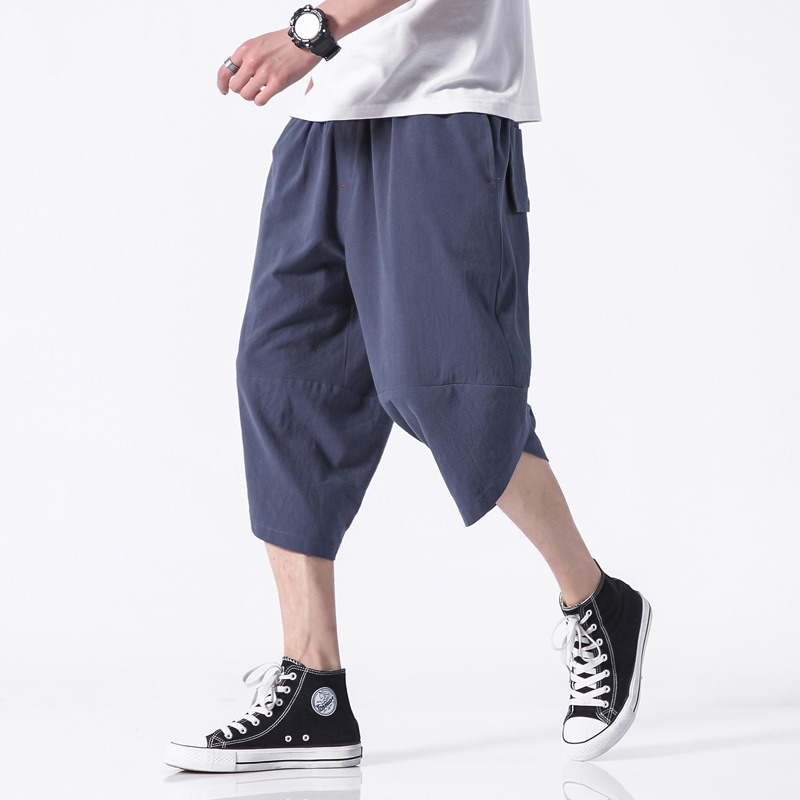 Spring Shadowless Wall Japanese Large Men's Linen Harem Capris Casual Pants m-5x k257-p35