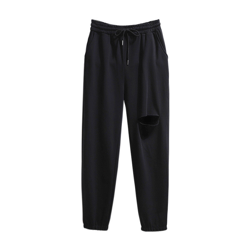 Loose Slimming Sweatpants Thin Section With Holes All-match Wide-leg Trousers