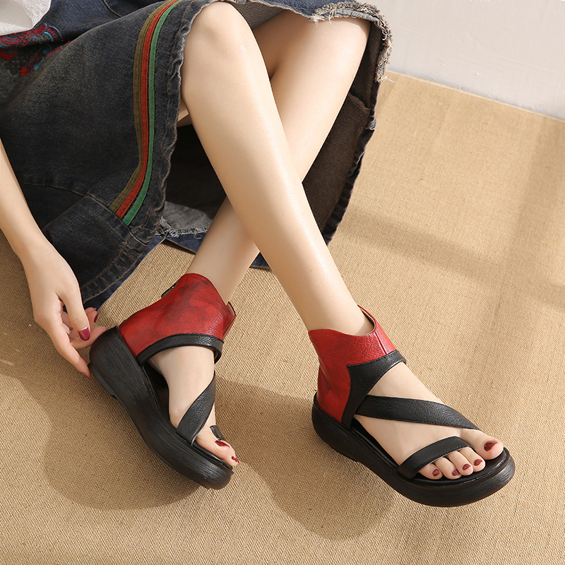 Faux Leather Wedge Sandals, picture 4 of 4