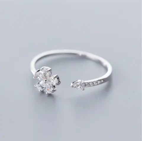 Five-petal Flower Korean Style Silver Ring