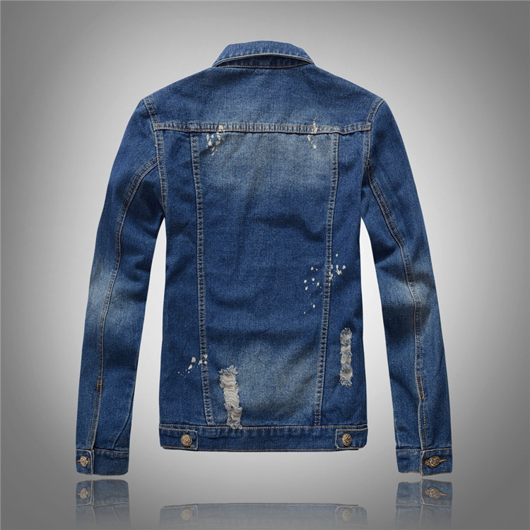 Denim Jacket Men'S Wash Top Slim-Fit Denim Jacket Personality Motorcycle Men'S