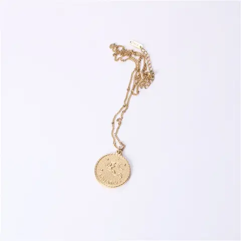 Twelve 12 Constellation Coin Necklace Female Double-sided Gold Pendant