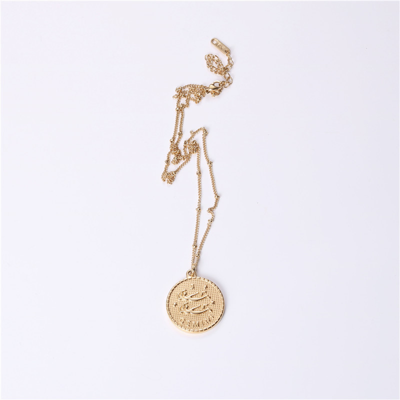 Twelve 12 Constellation Coin Necklace Female Double-sided Gold Coin Pendant Trendy Net Red Student Clavicle Chain Necklace Titanium Steel — foto 8