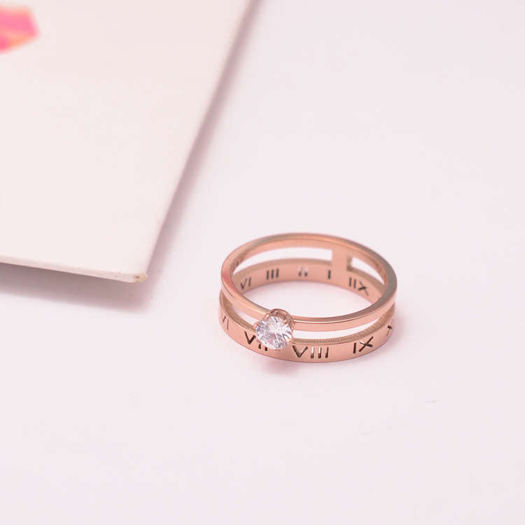 Roman Numeral Six Prong Solitaire Diamond Thin Ring Ring