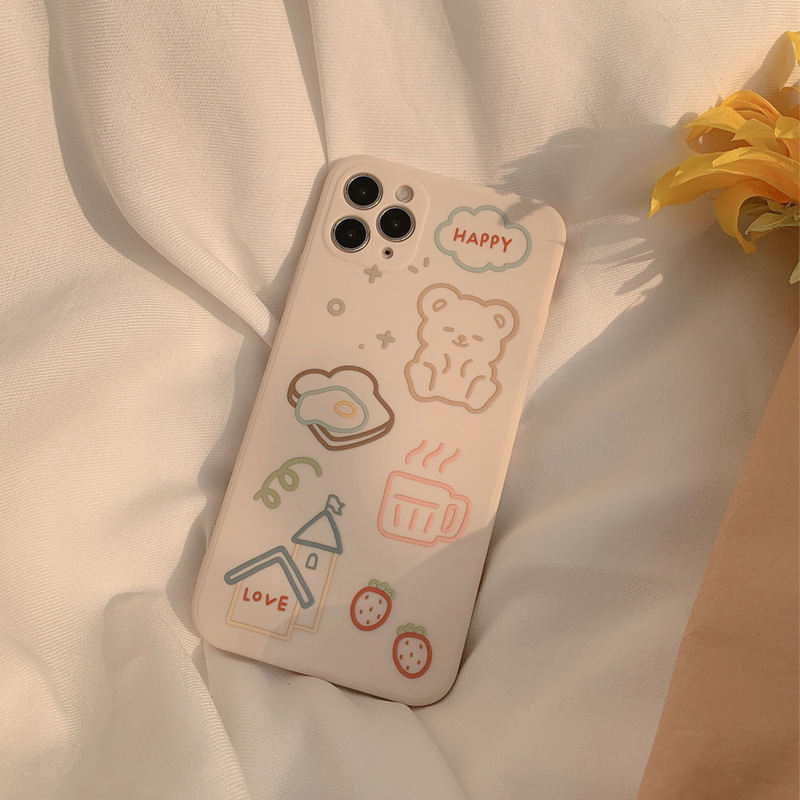 Compatible with , Compatible with  , The Bear Bread Is Suitable For  12 11pro Max Mobile Phone Case  Case Fine Hole Xs Silicone XR 8