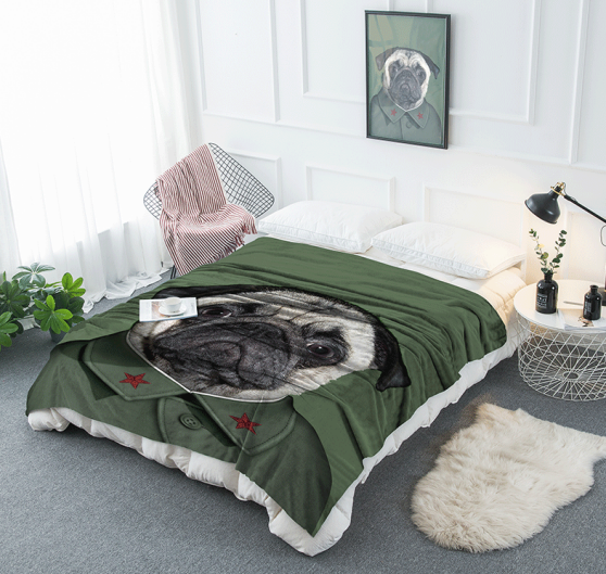 بطانية فلانيل بنقشة شعار مطبوعة مع دعم التهوية الطرفية