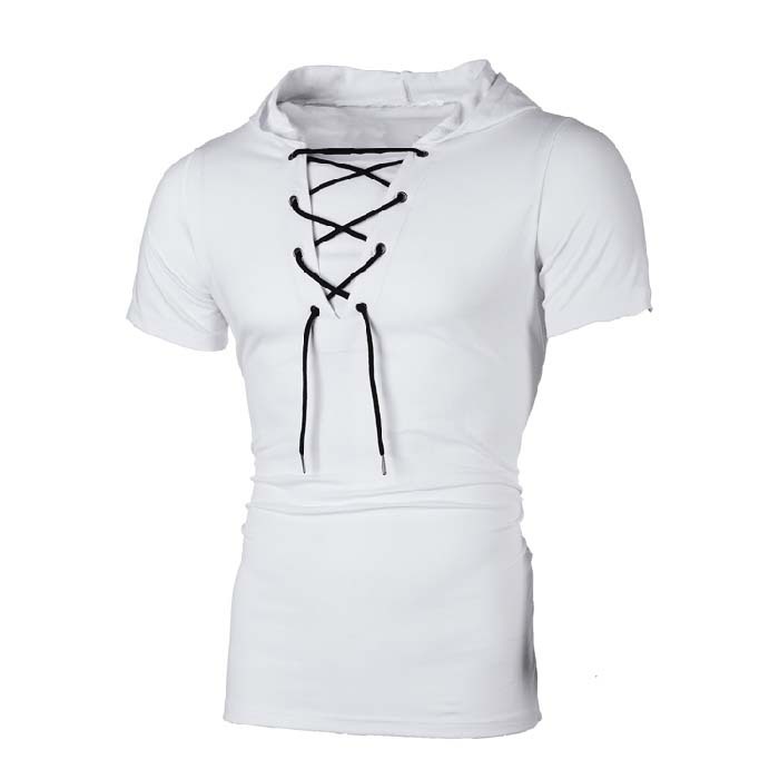 New Men's Hooded Loose Casual Short Sleeved T Shirt
