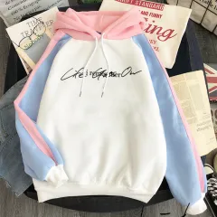 Plus Fleece Youth Colour Block Hoodie BE Contrast Colour Sweatshirt Women - O-L - View 1