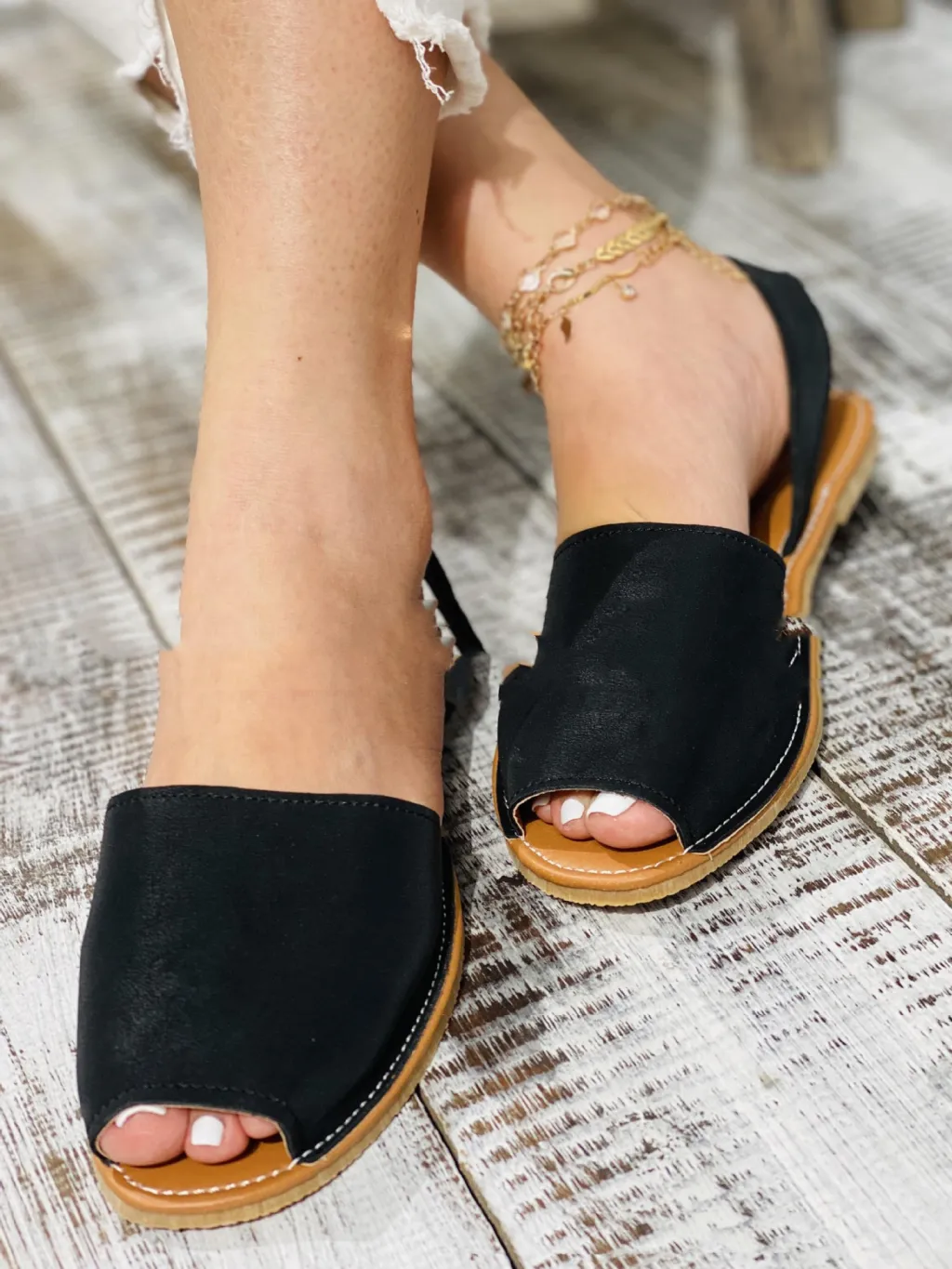 New Women's Shoes Sandals Women's Flat Heel Casual Sandals - Black