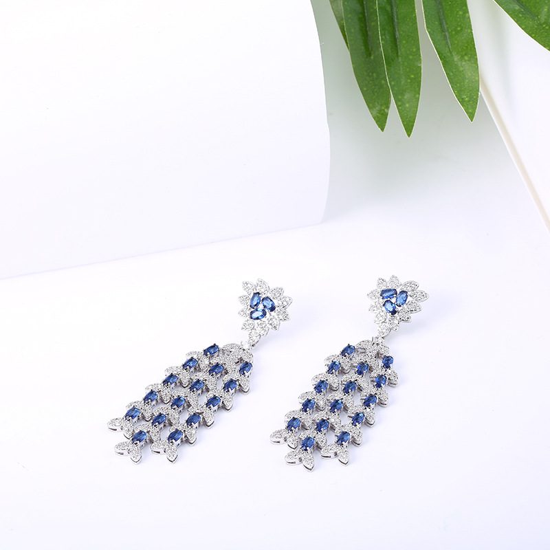 Color Long Tassel Earrings With Small Zirconium Inset