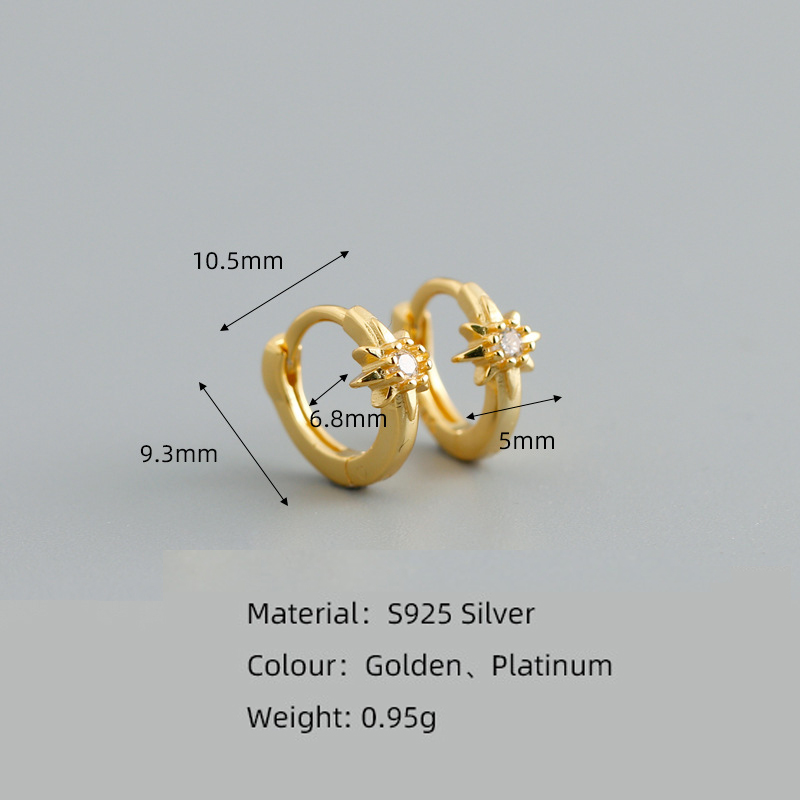 Sterling Silver Earrings Ear Buckle Star-shaped Earrings