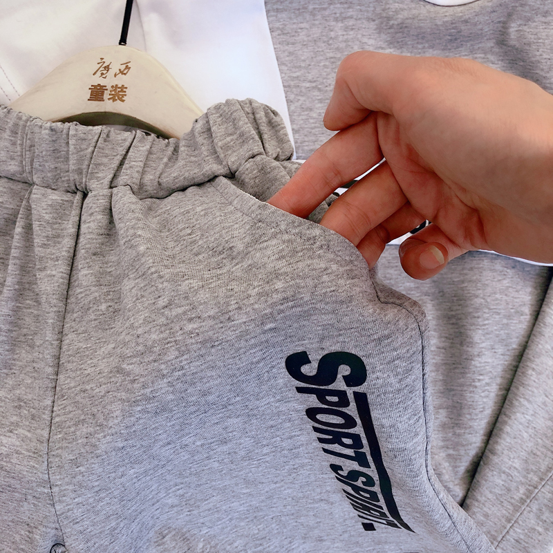 Moxi Children's New Summer Casual Cotton Color Matching Suit Boys Korean Version Of All-Match Short-Sleeved Shorts