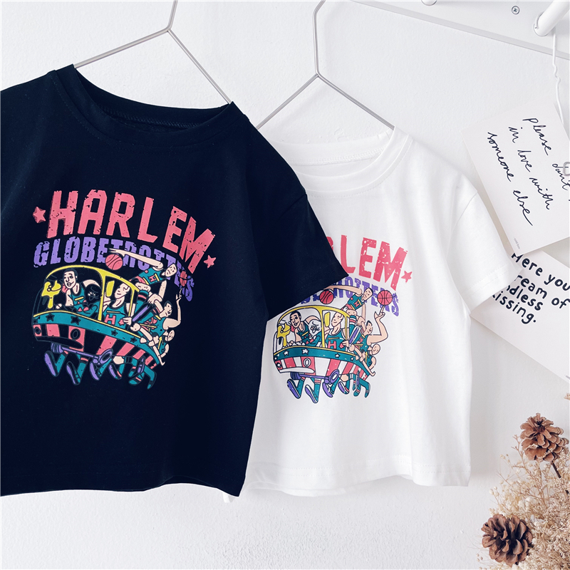 Boys Summer New Loose Casual Tops Children's All-match Printed Letters Short-sleeved T-shirt